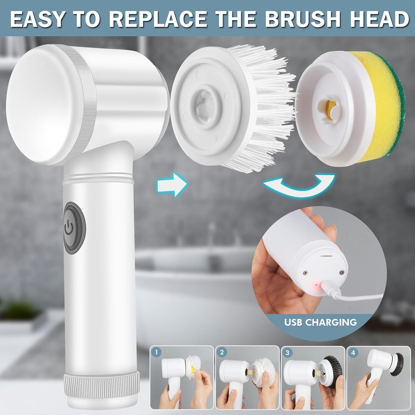 Turbo Clean™ 5 in 1 Multipurpose Electric Re-Chargeable Brush