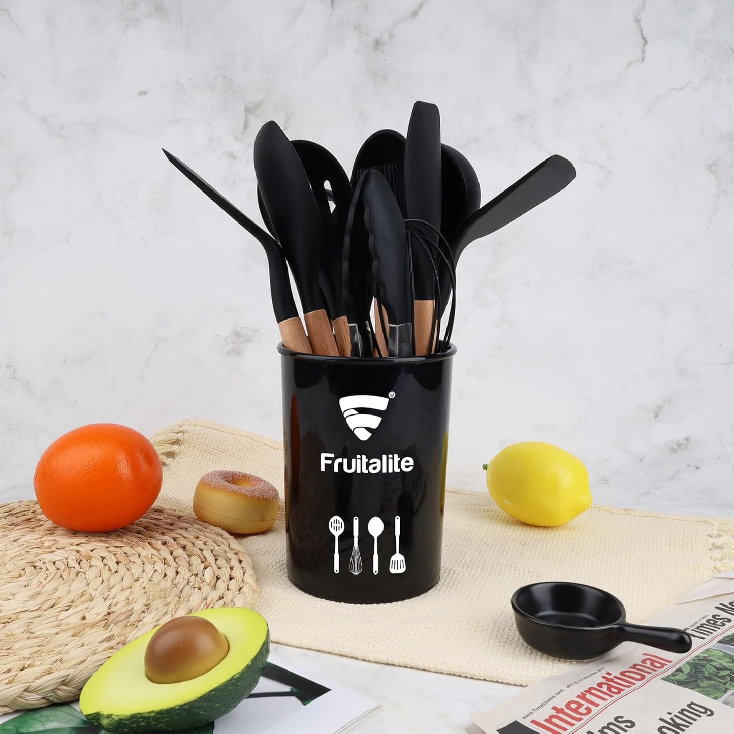 WOW HUT™ 12-Piece Silicone & Wooden Spatula Spoon Set