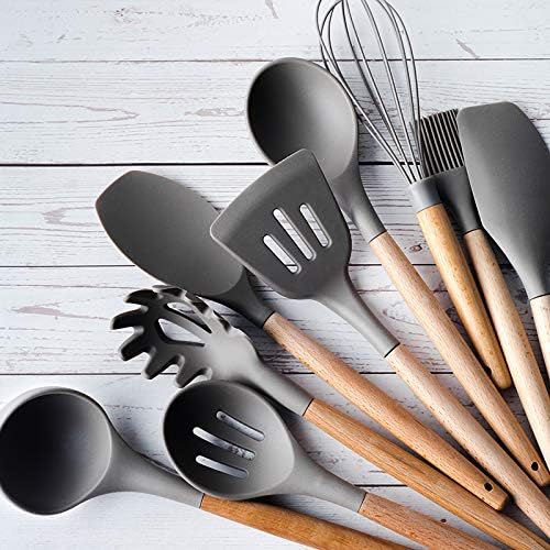 WOW HUT™ 12-Piece Silicone & Wooden Spatula Spoon Set