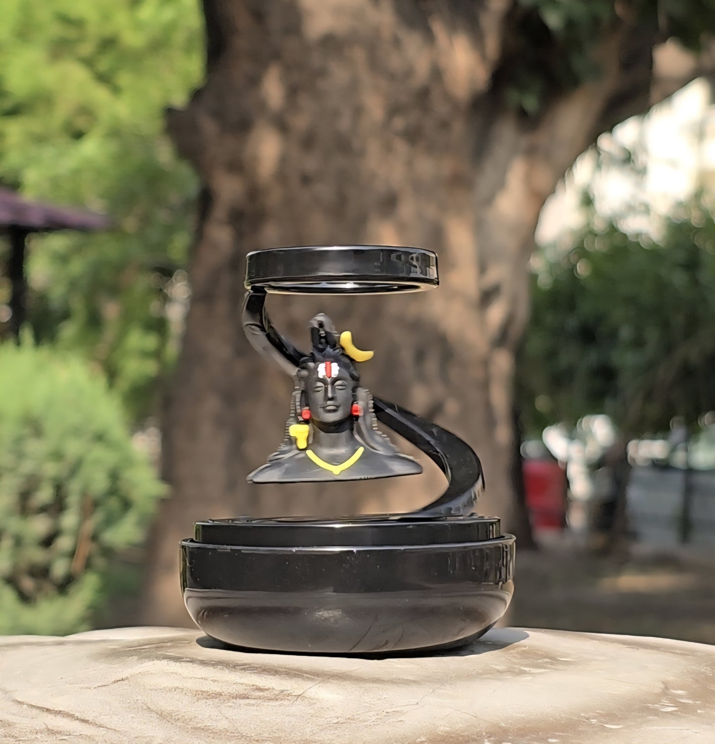 Solar-Powered Floating Shiv Idol with Car Fragrance