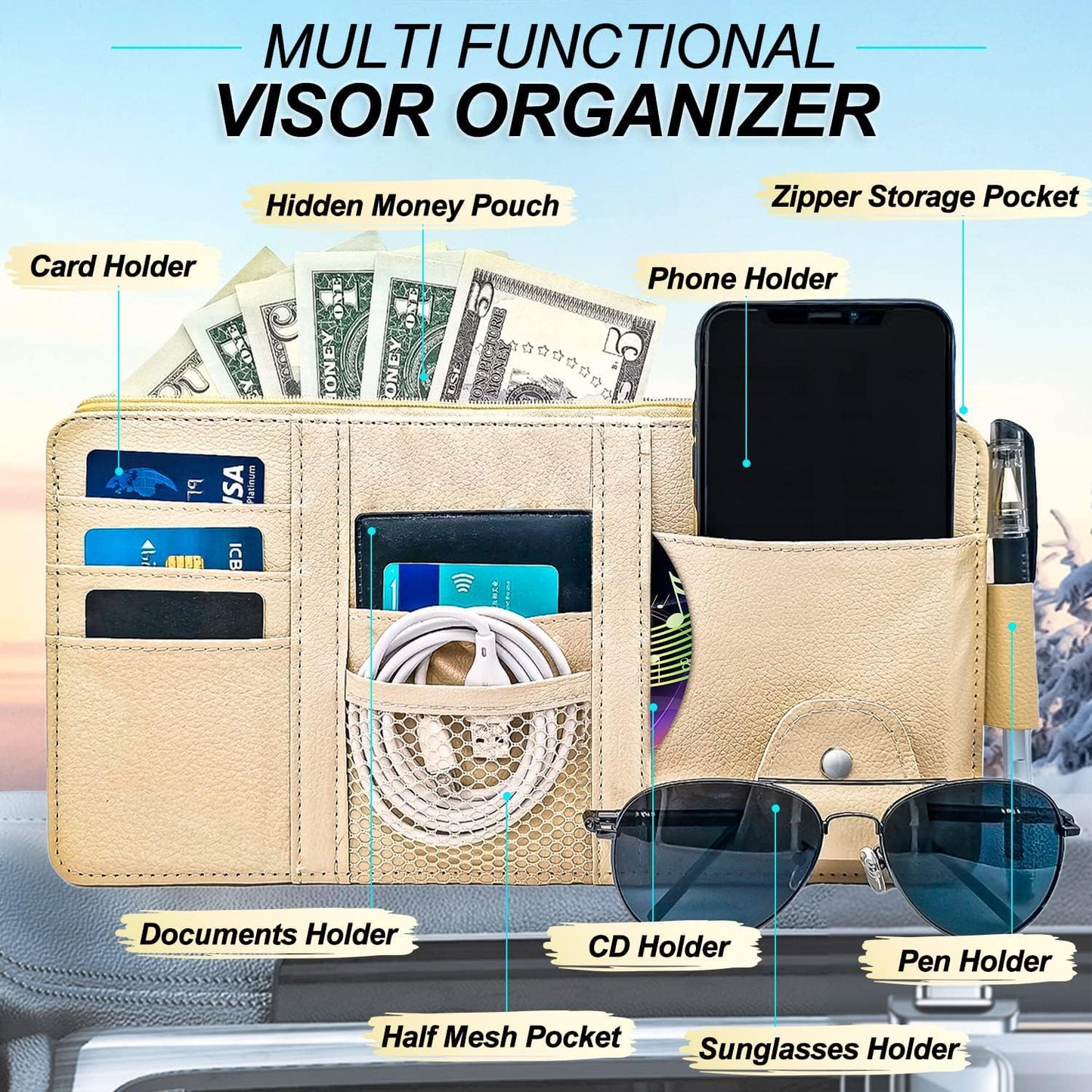 Go Carz™ Car Sun Visor Organizer
