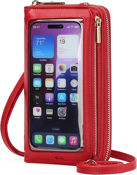 Trendy Phone Sling Purse with Touch Window & Adjustable Strap