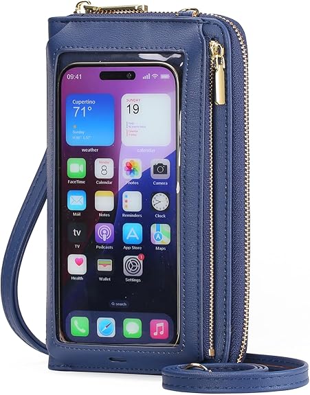 Trendy Phone Sling Purse with Touch Window & Adjustable Strap