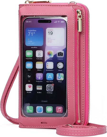 Trendy Phone Sling Purse with Touch Window & Adjustable Strap