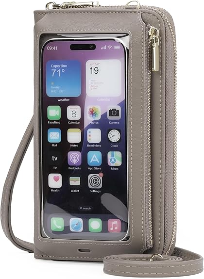 Trendy Phone Sling Purse with Touch Window & Adjustable Strap