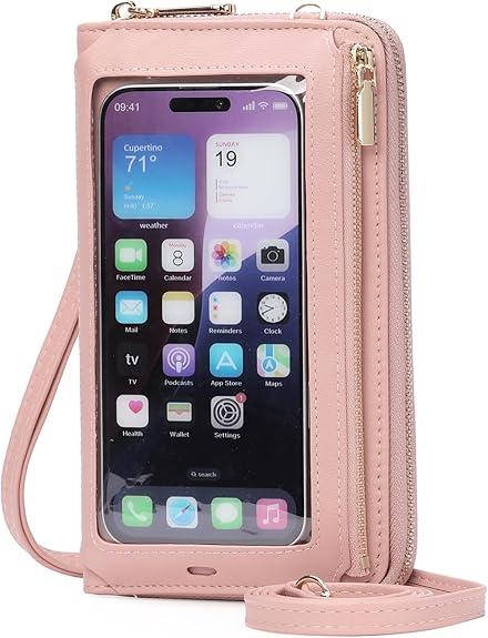 Trendy Phone Sling Purse with Touch Window & Adjustable Strap