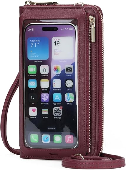 Trendy Phone Sling Purse with Touch Window & Adjustable Strap