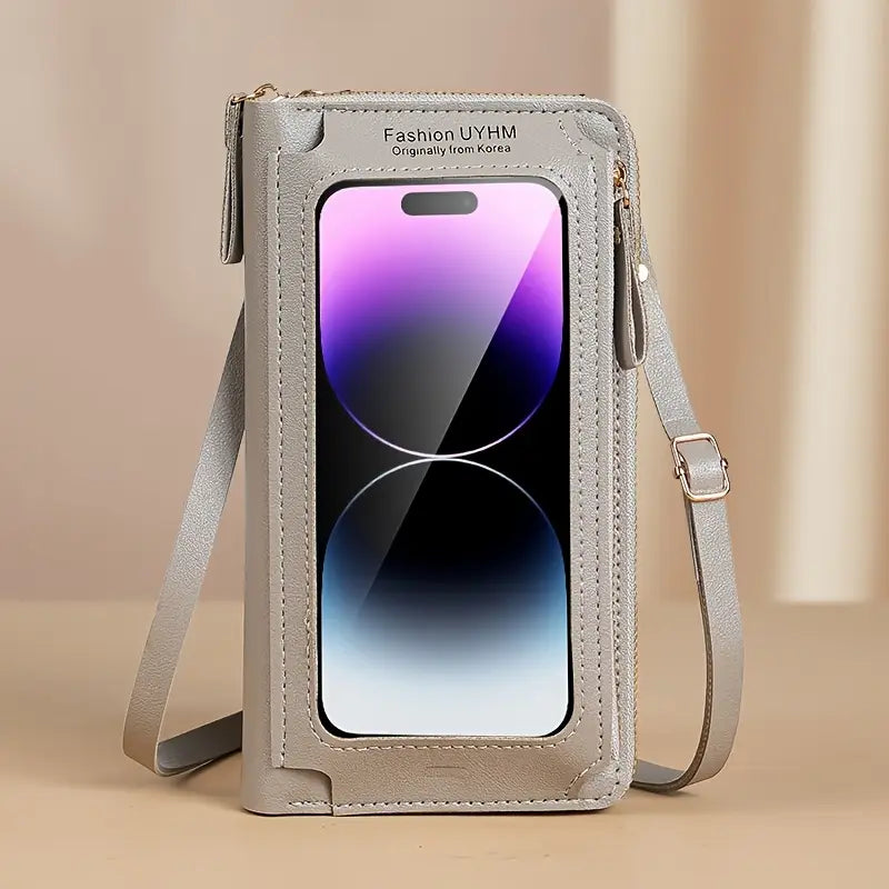 Trendy Phone Sling Purse with Touch Window & Adjustable Strap