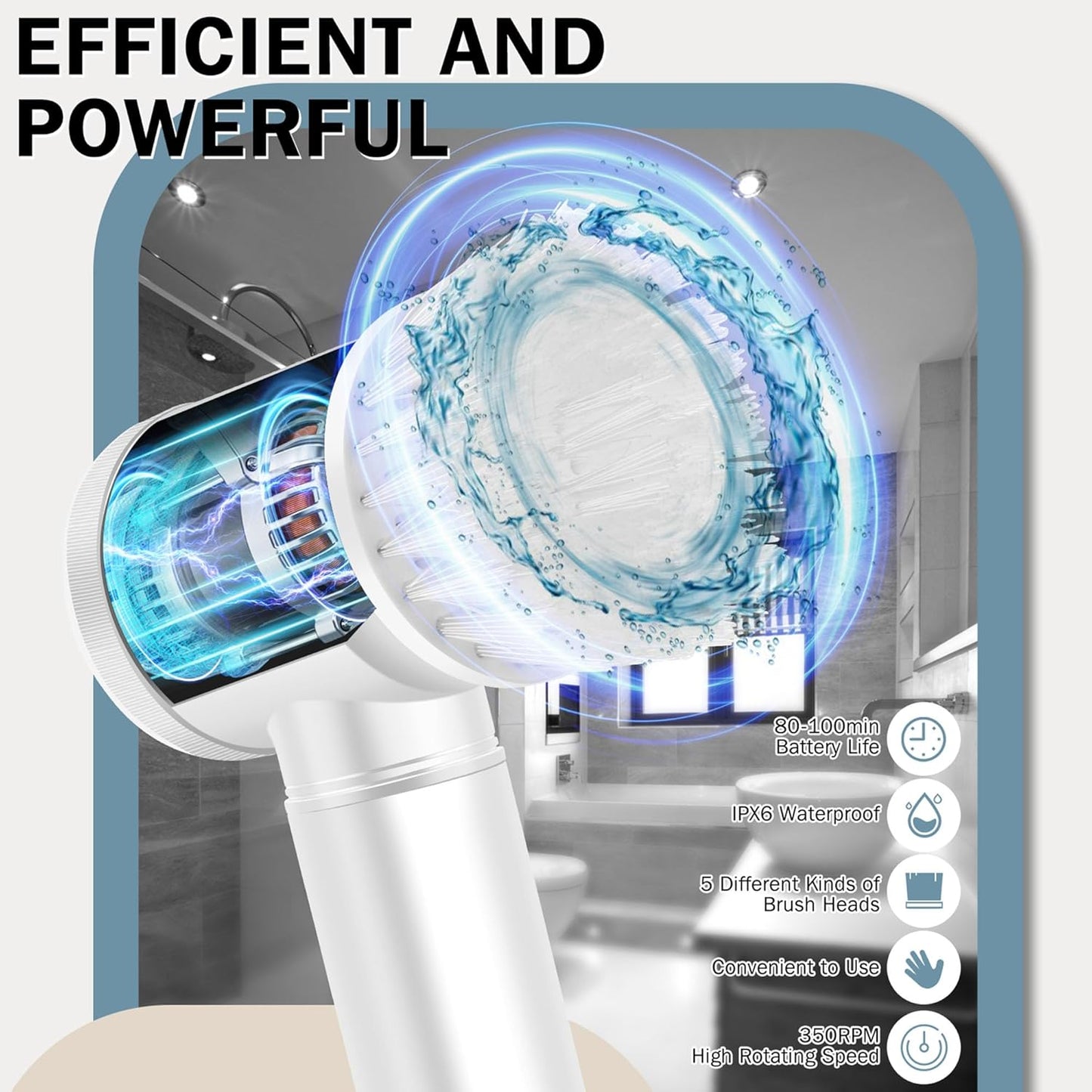 Turbo Clean™ 5 in 1 Multipurpose Electric Re-Chargeable Brush