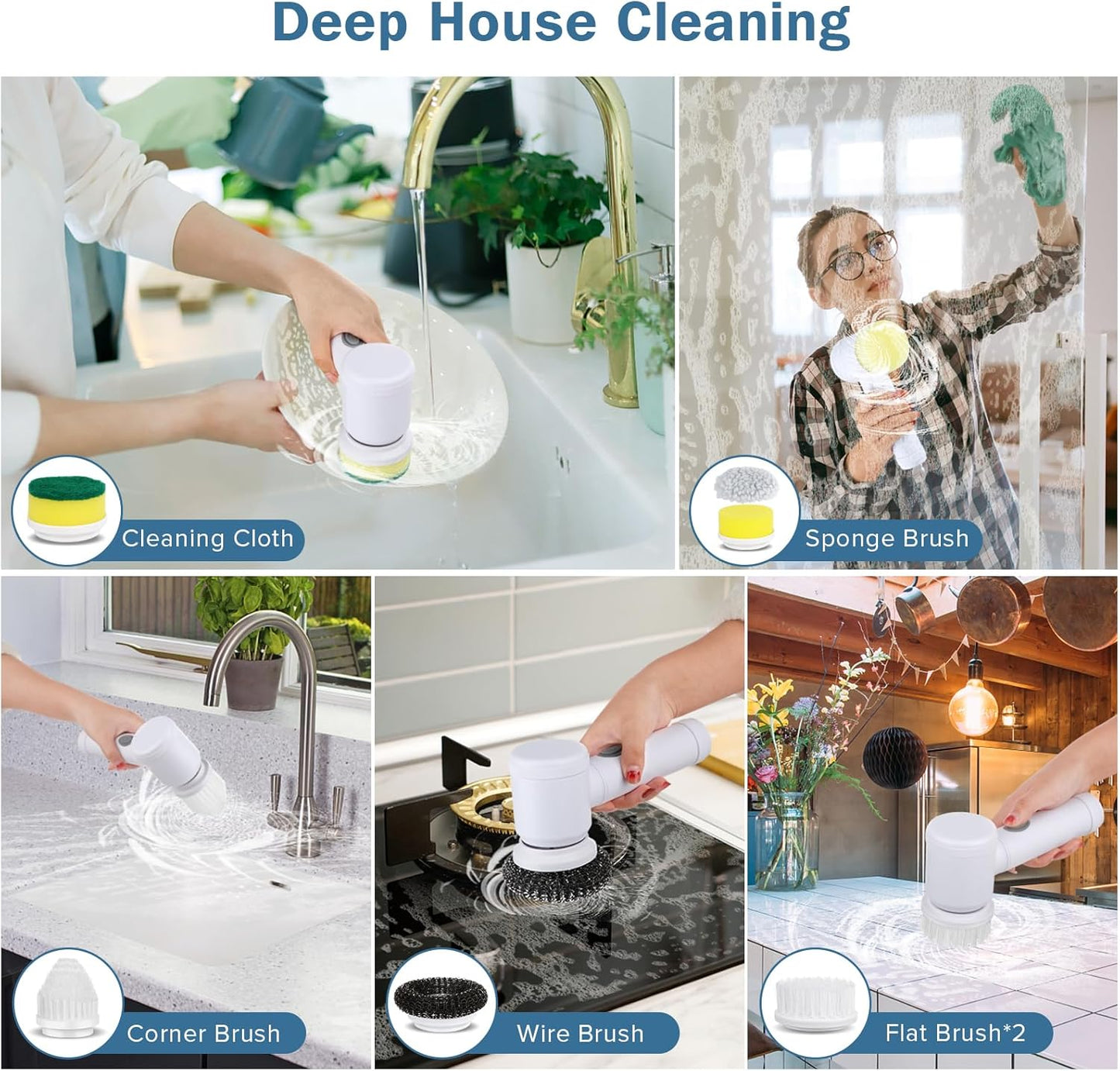 Turbo Clean™ 5 in 1 Multipurpose Electric Re-Chargeable Brush