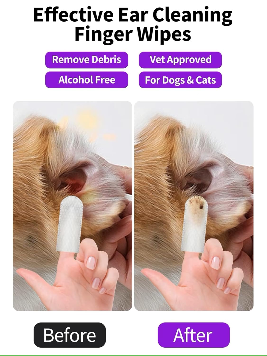 Pet Ear Cleaning Finger Wet Wipes