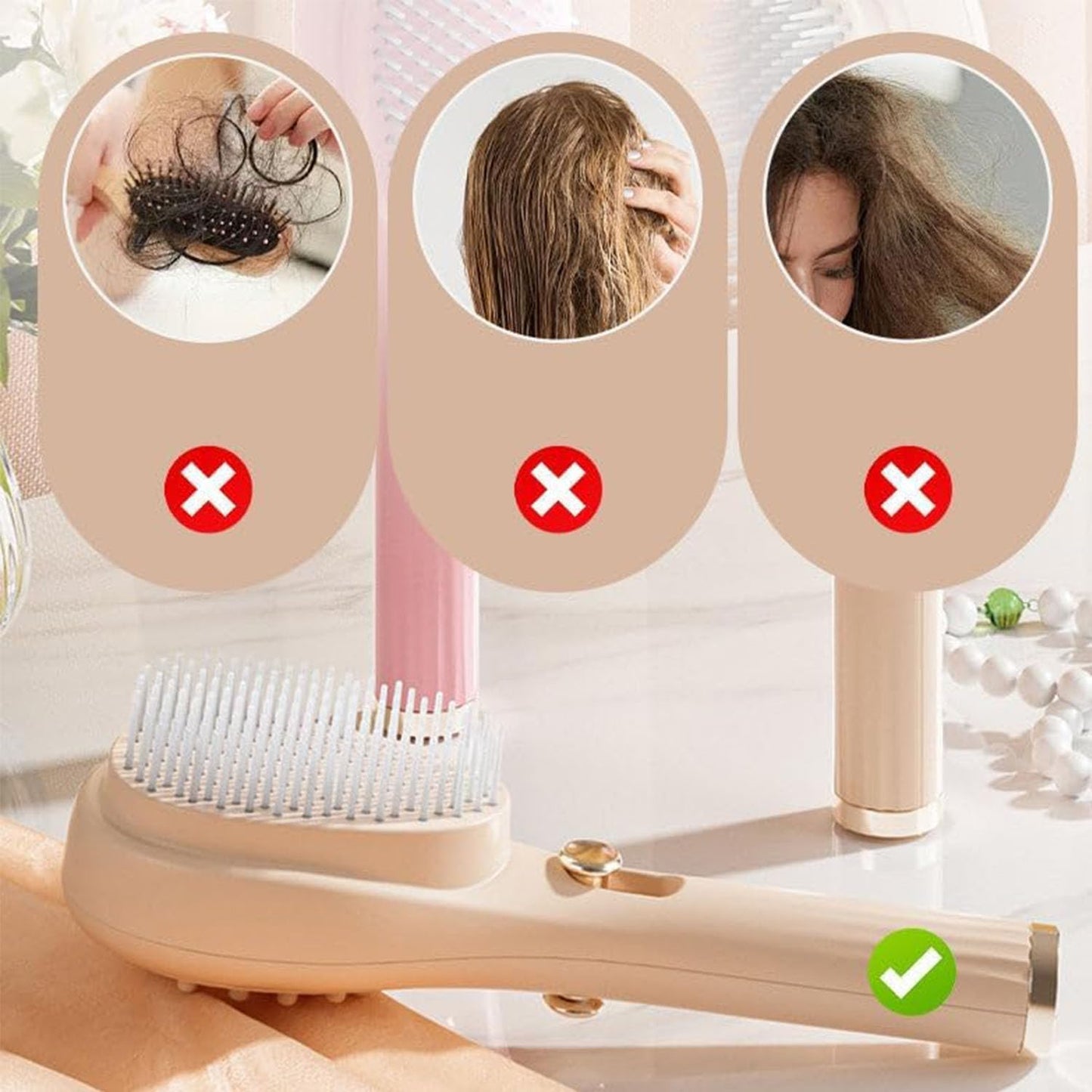 Self-Cleaning Hair brush | One Click Cleaning , No Mess!