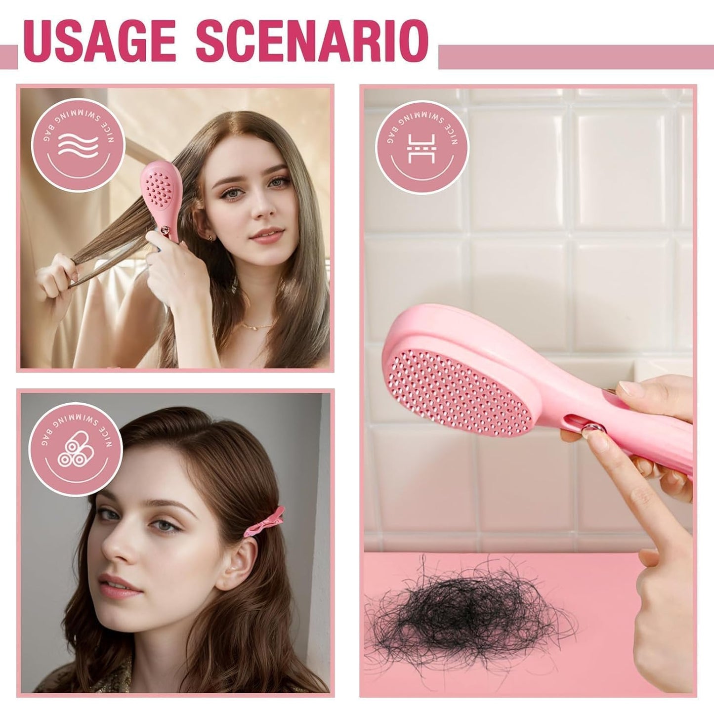 Self-Cleaning Hair brush | One Click Cleaning , No Mess!