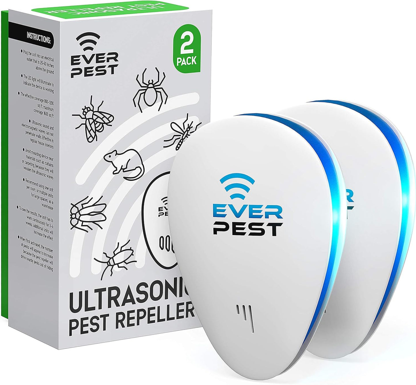 Ever Pest™ Ultrasonic Pest Repeller 2025 More Effective || Safe, Eco-Friendly, Plug-in Solution (Pack of 2)